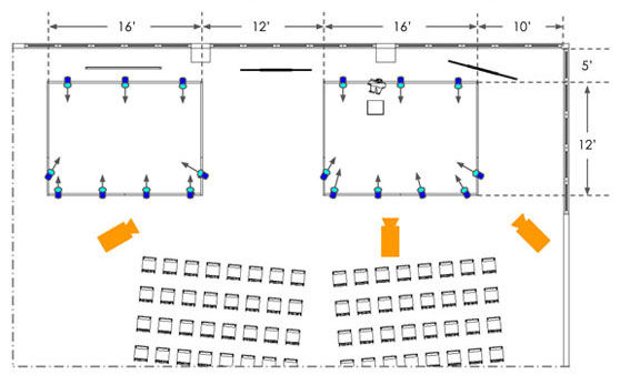 Cielux Track Lighting rectangle configuration for corporate presentation space